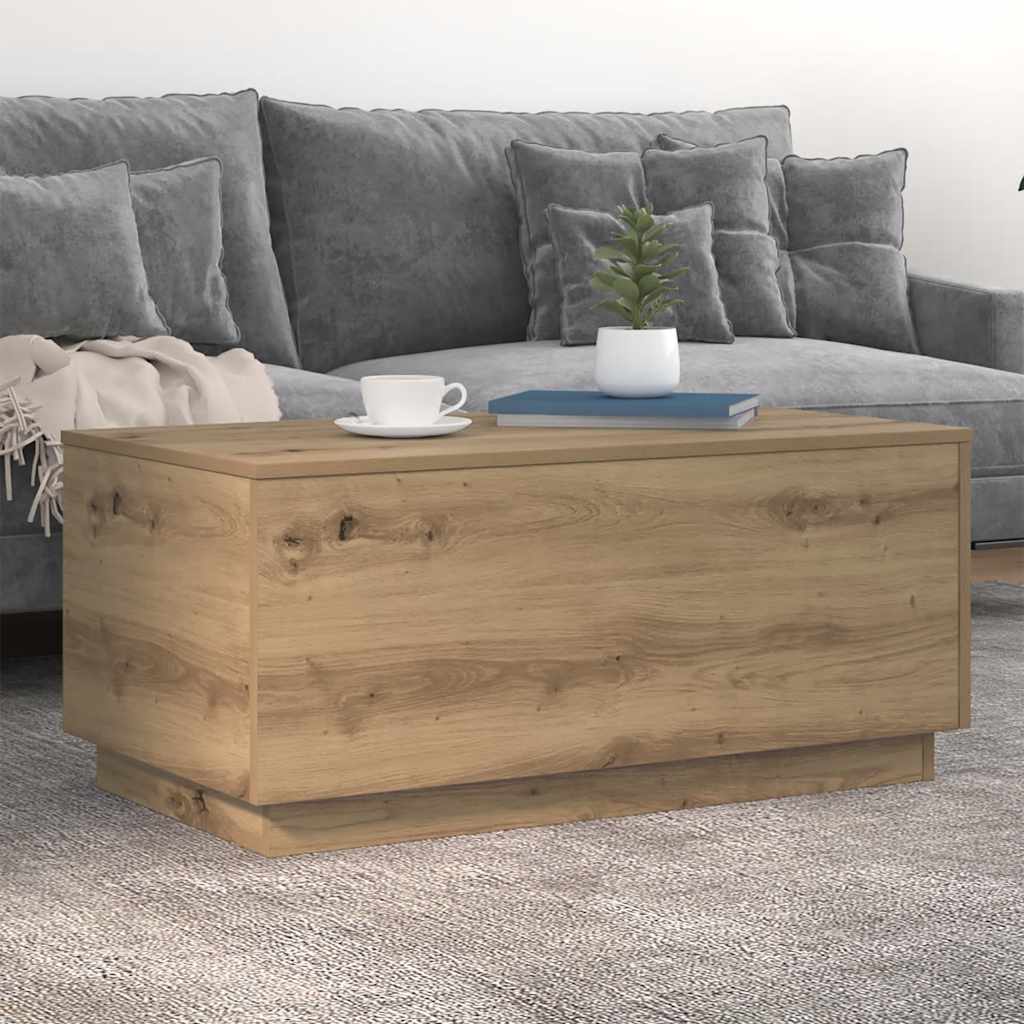 Mesa de centro com luzes LED 90x50x40 cm carvalho artisiano