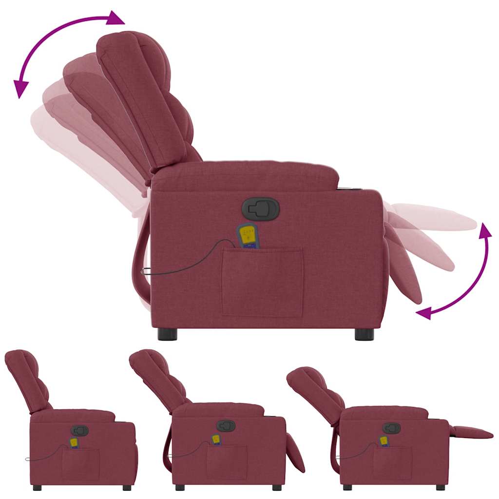 Poltrona de massagens reclinável tecido vermelho tinto