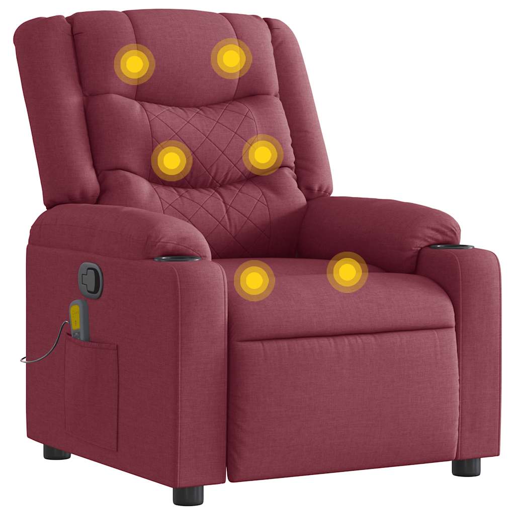 Poltrona de massagens reclinável tecido vermelho tinto