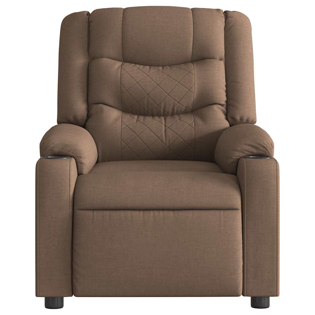 Poltrona de massagens reclinável tecido castanho