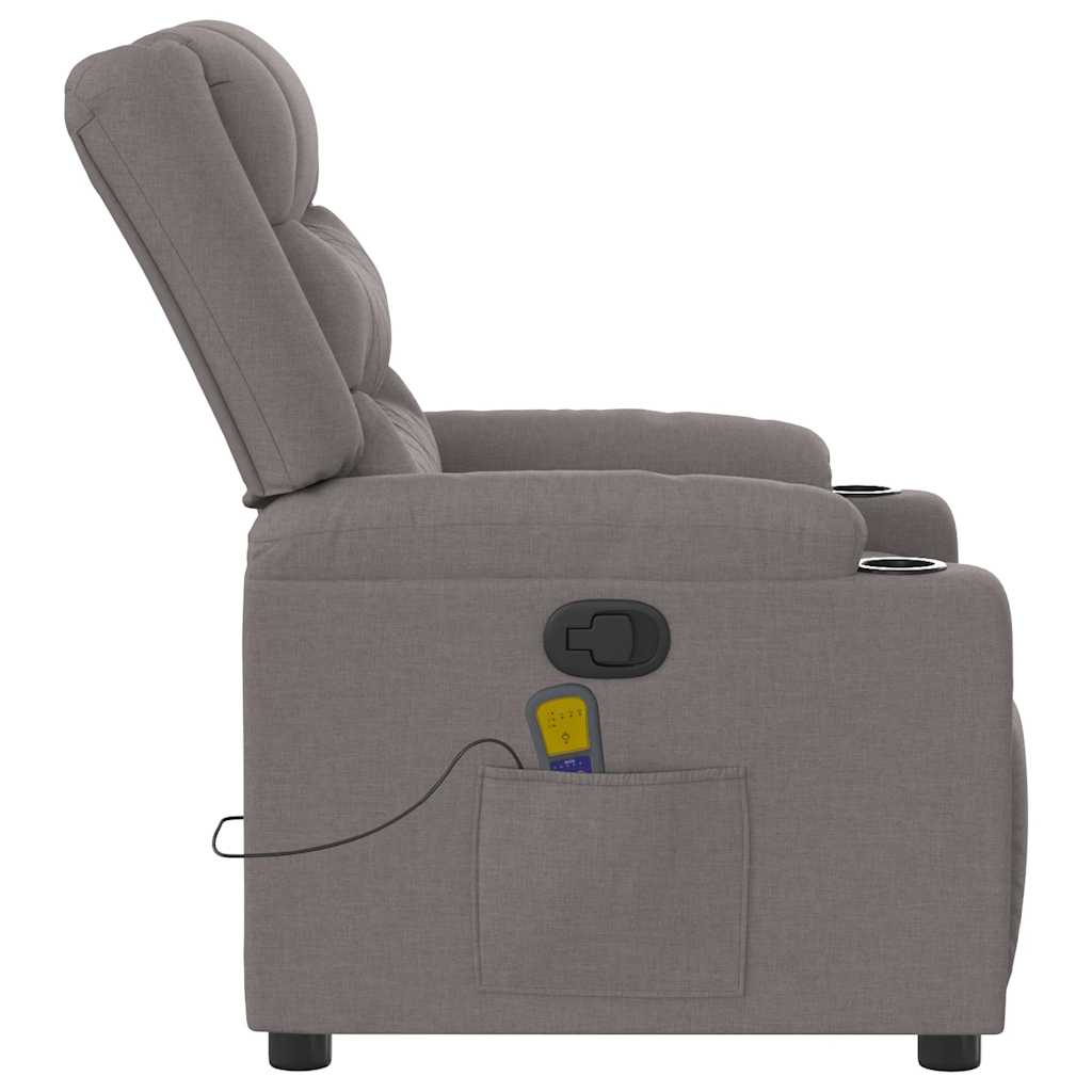 Poltrona de massagens reclinável tecido cinzento-acastanhado