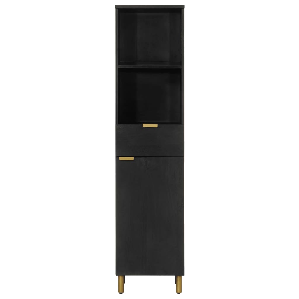 Armário de casa de banho 38x33x160 cm mangueira maciça preto