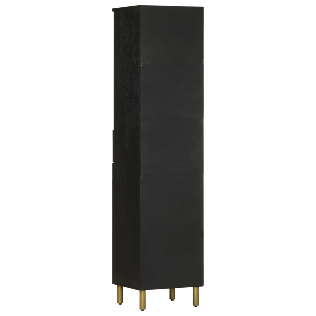 Armário de casa de banho 38x33x160 cm mangueira maciça preto