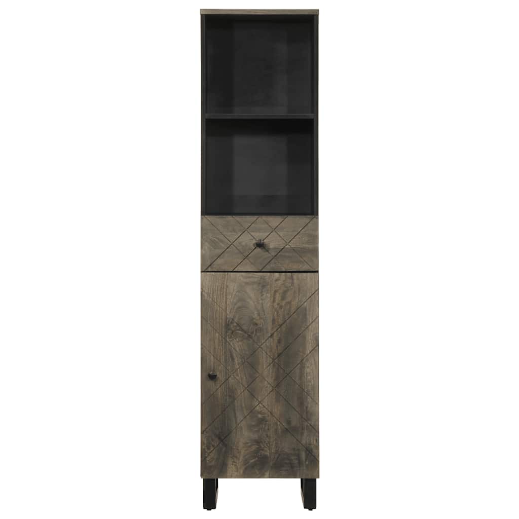 Armário de casa de banho 38x33x160 cm mangueira maciça preto