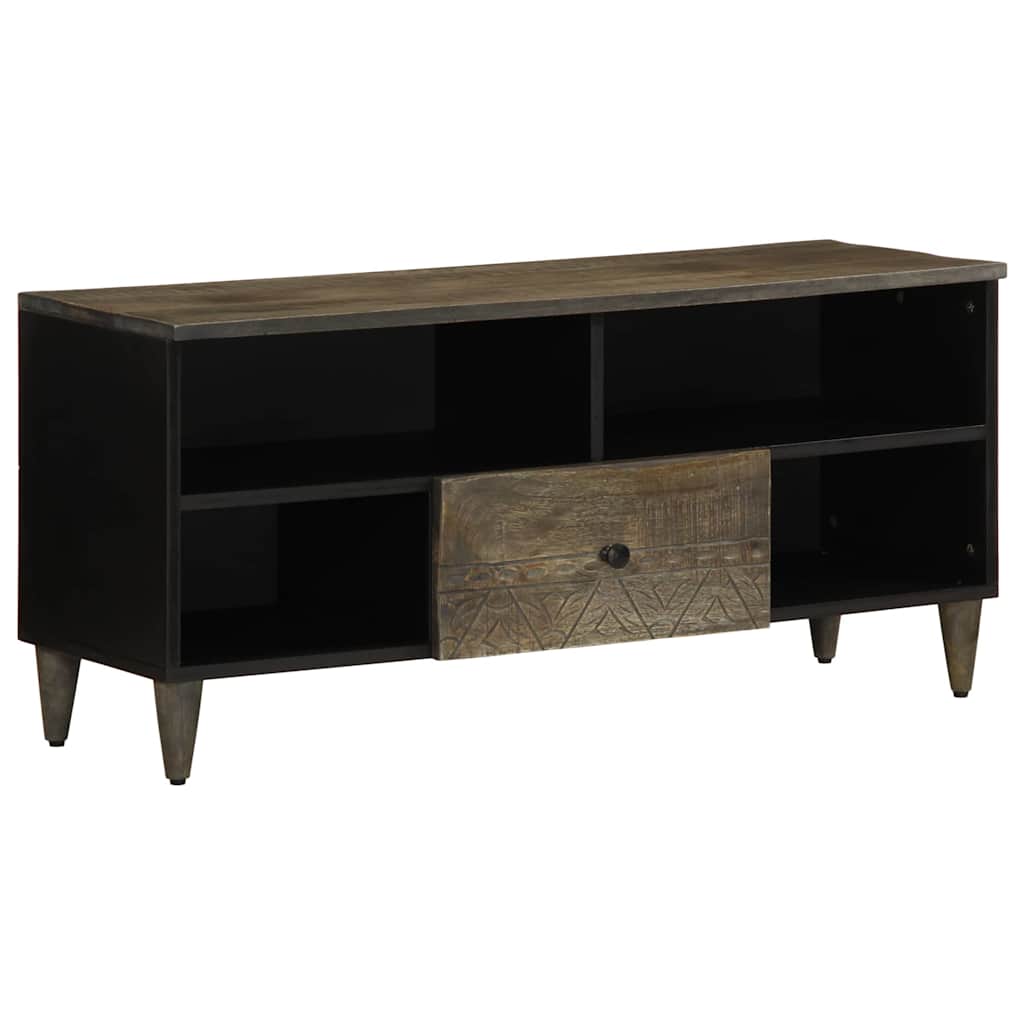 Móvel de TV 100x33x46 cm madeira de mangueira maciça preto
