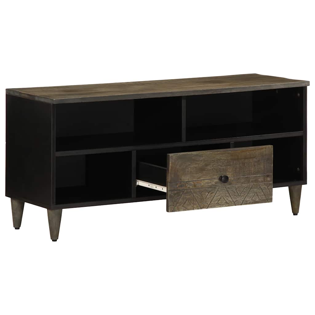 Móvel de TV 100x33x46 cm madeira de mangueira maciça preto