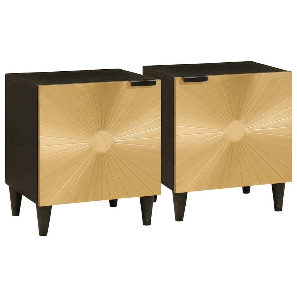 Mesa-de-cabeceira 2 pcs Preto e Ouro 40 x 33.5 x 46 cm