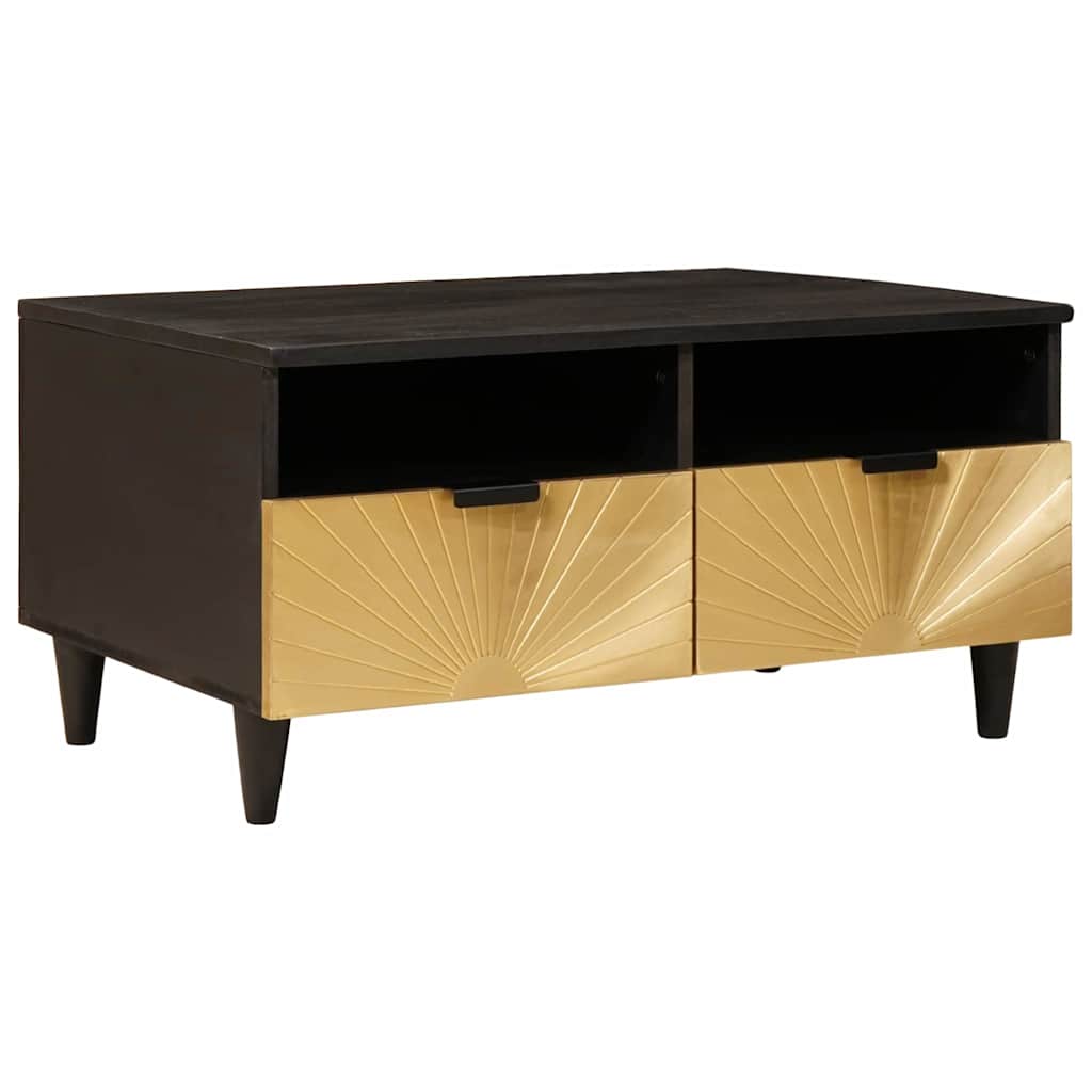 Mesa de centro com gaveta Preto e Ouro 80 x 54 x 40 cm