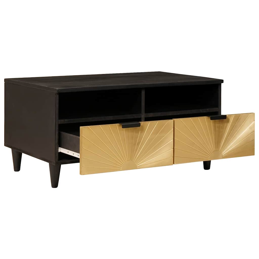 Mesa de centro com gaveta Preto e Ouro 80 x 54 x 40 cm