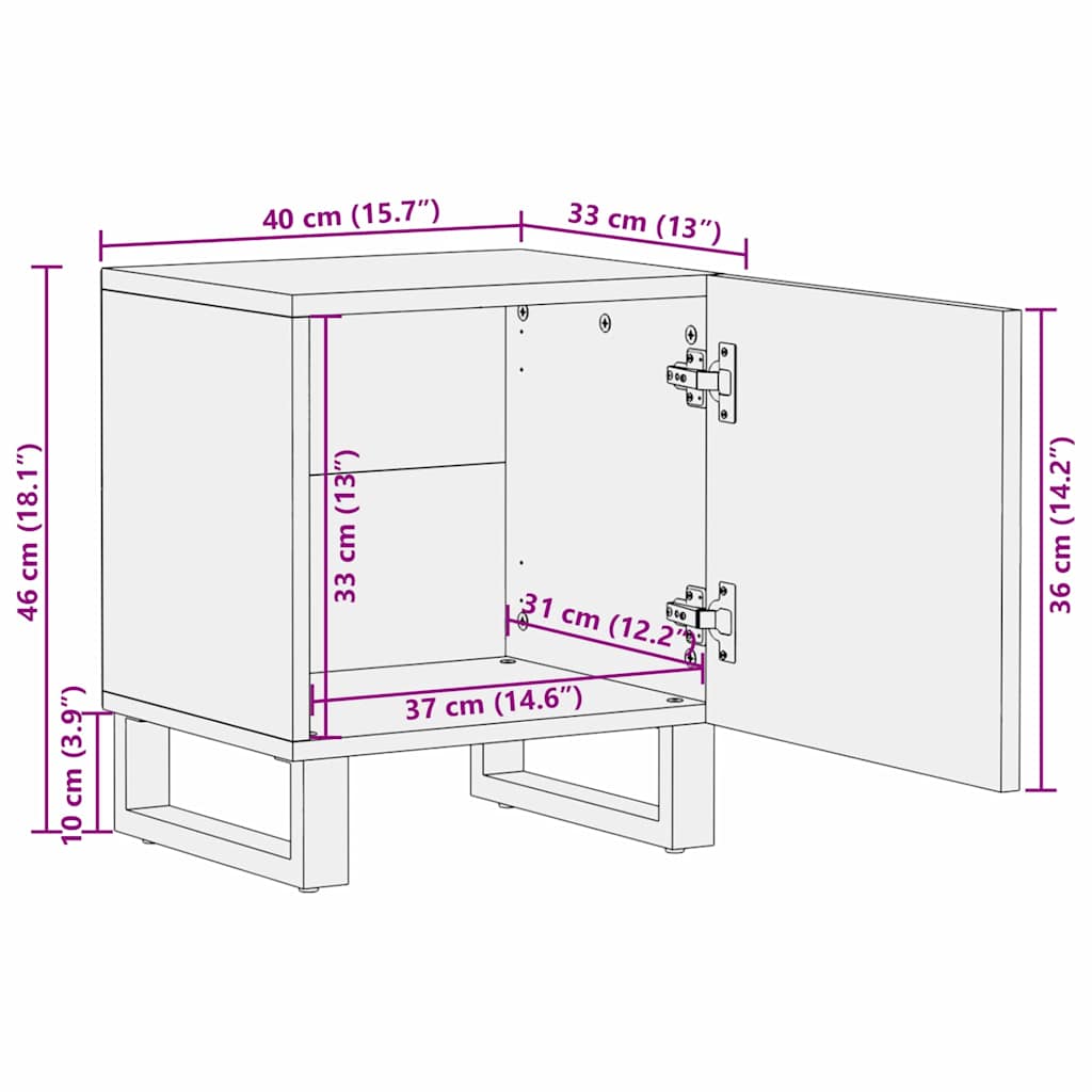Mesas de cabeceira 2 pcs Natural 40 x 33 x 46 cm