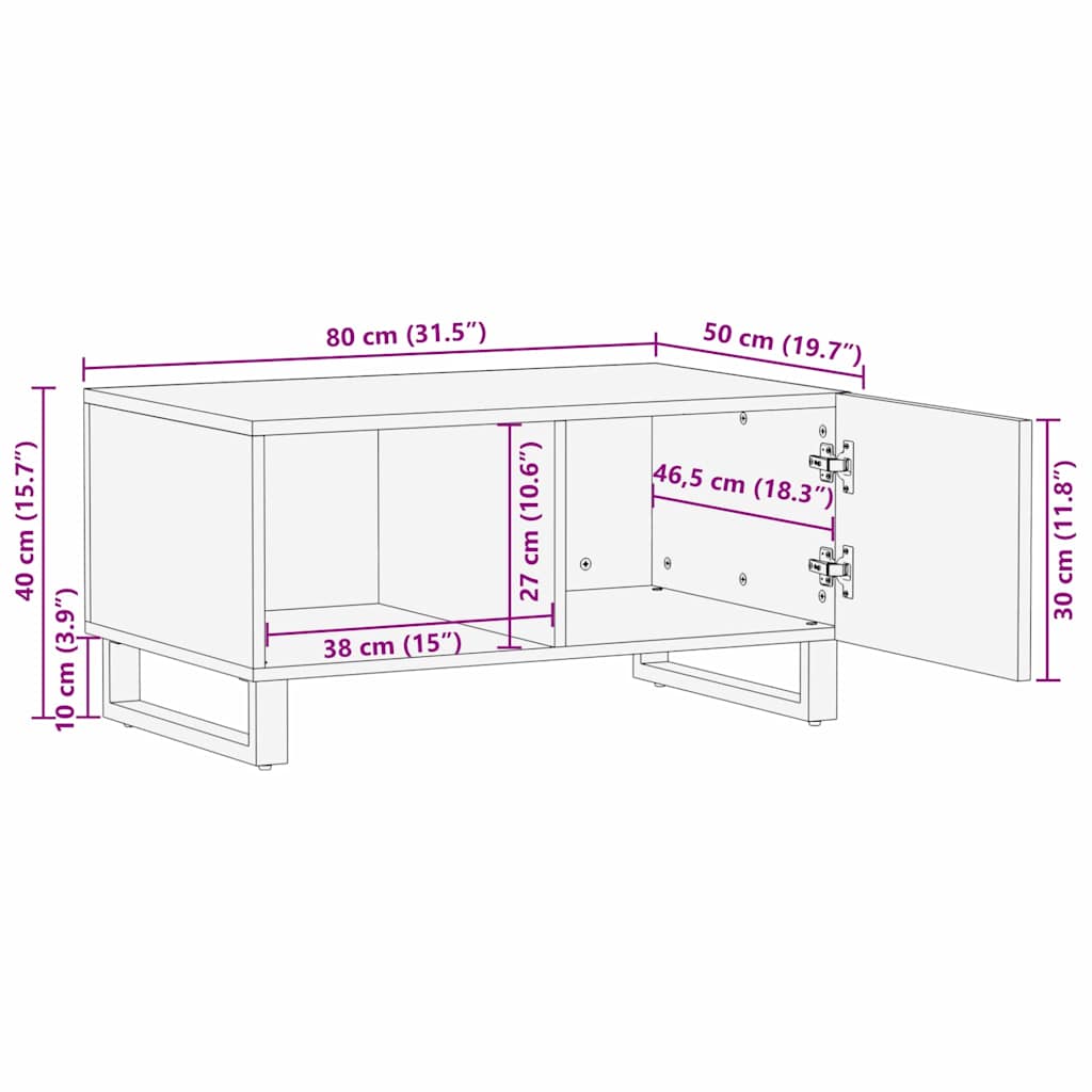 Mesa de centro Bege e Preto 80 x 50 x 40 cm