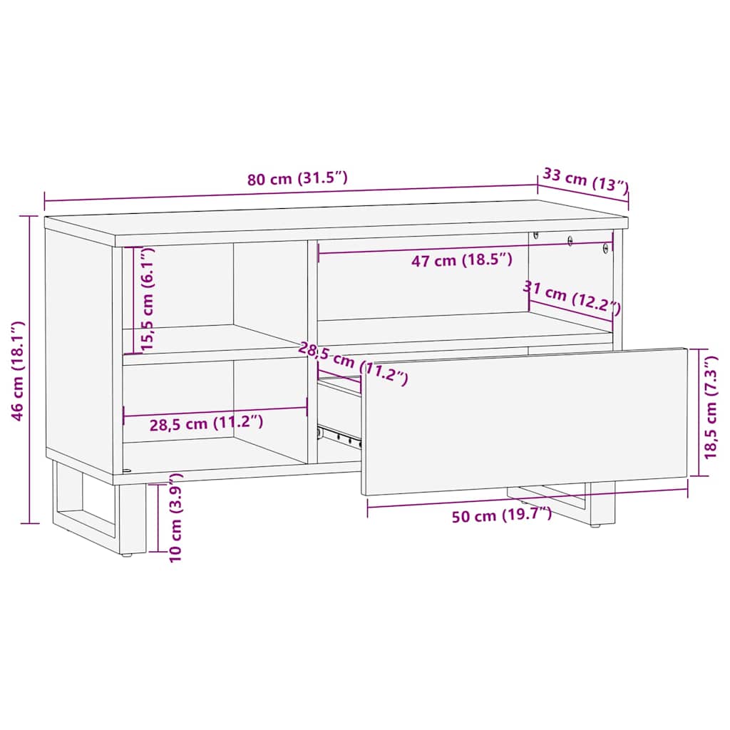 Unidades de TV Branco 80 x 33 x 46 cm Madeira processada