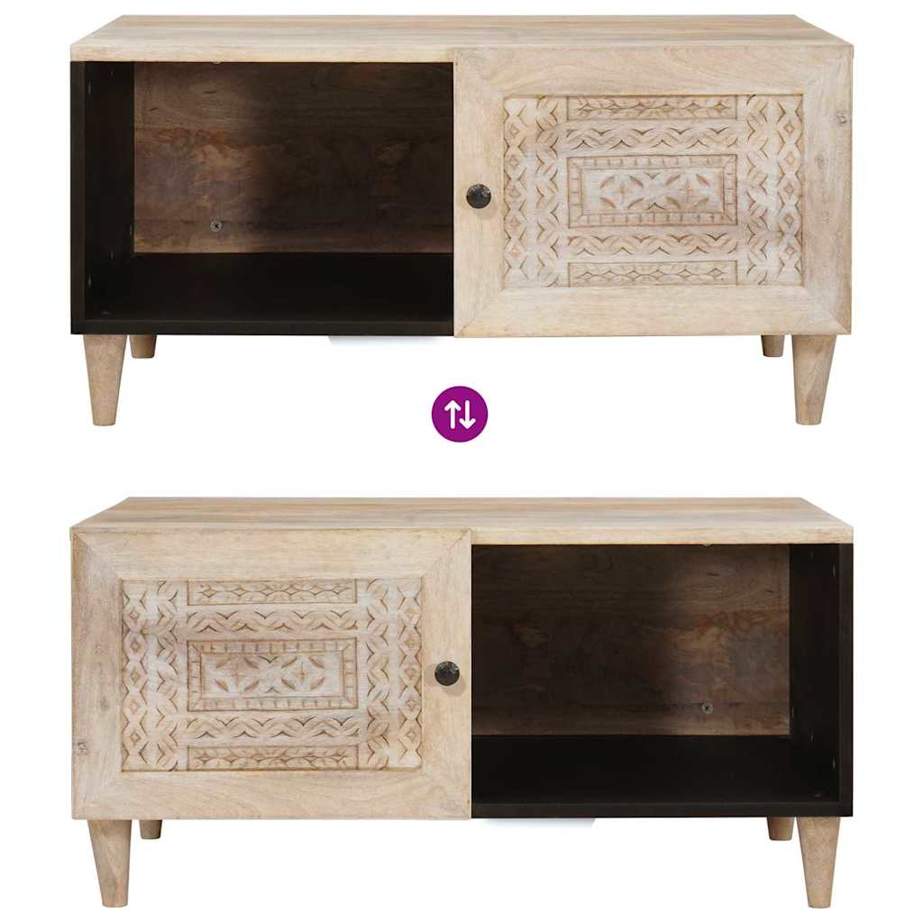 Mesa de centro Bege 80 x 50 x 40 cm Madeira de mangueira maciça