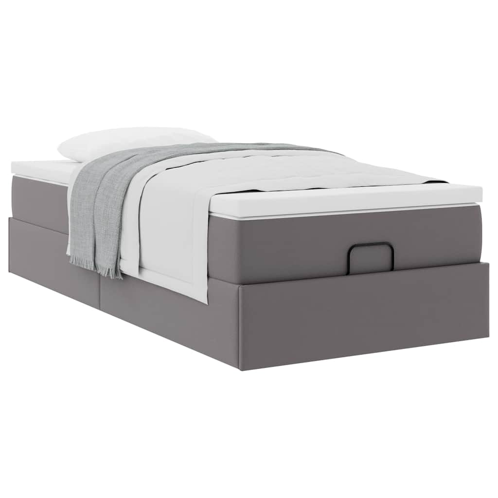 moldura de cama síriaXL otomana com colchão cinza 90x200cm couro falso