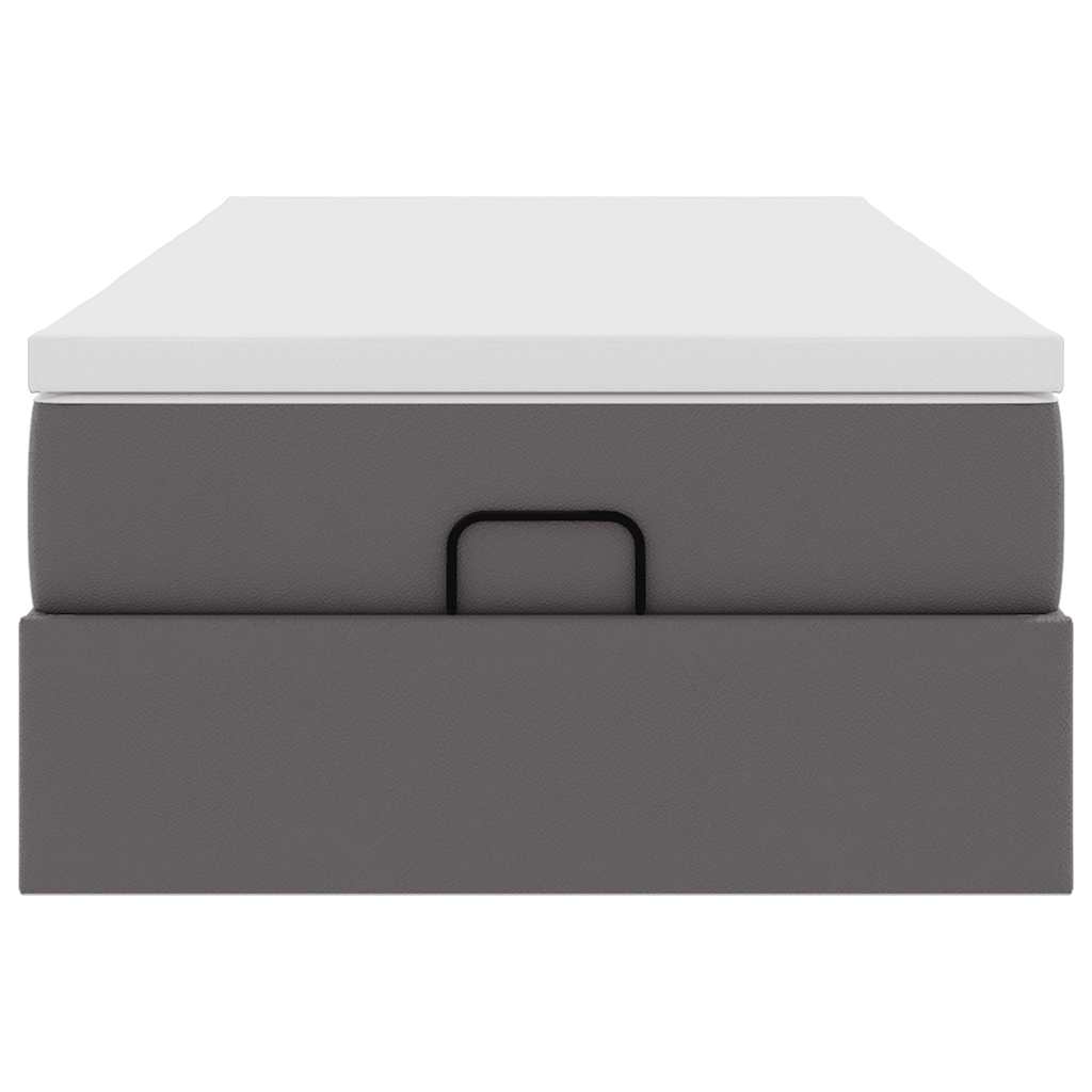 moldura de cama síriaXL otomana com colchão cinza 90x200cm couro falso