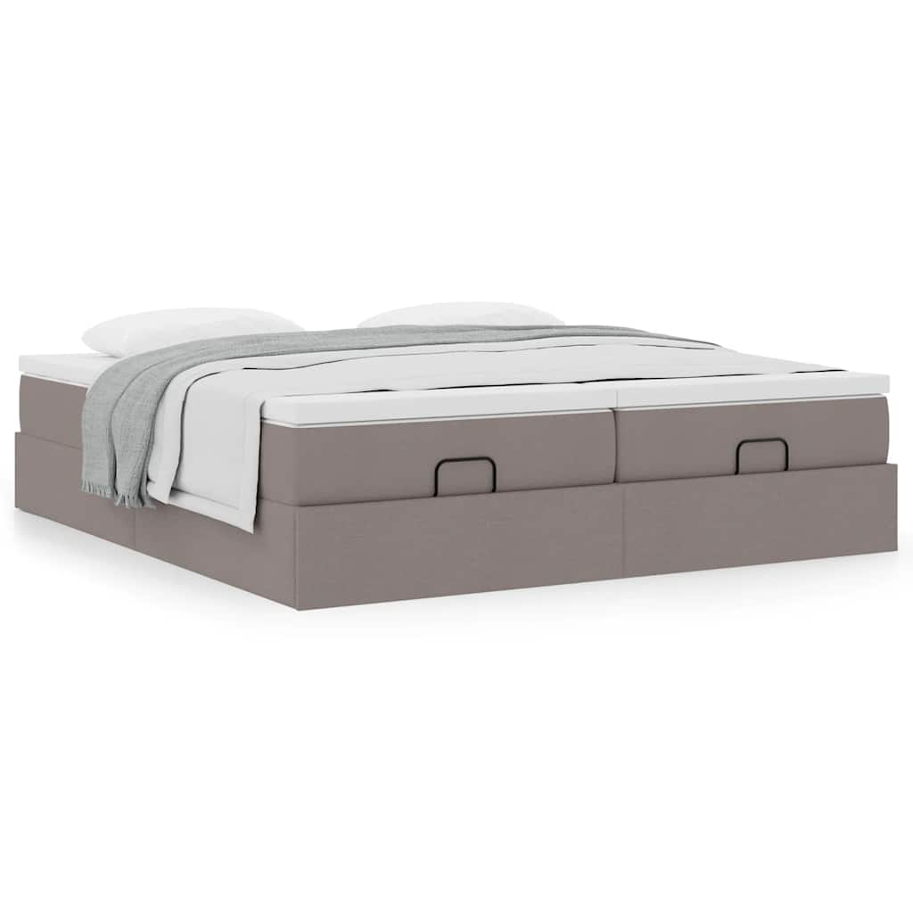 Estrutura cama otomana com colchões tecido cinzento 200x200cm