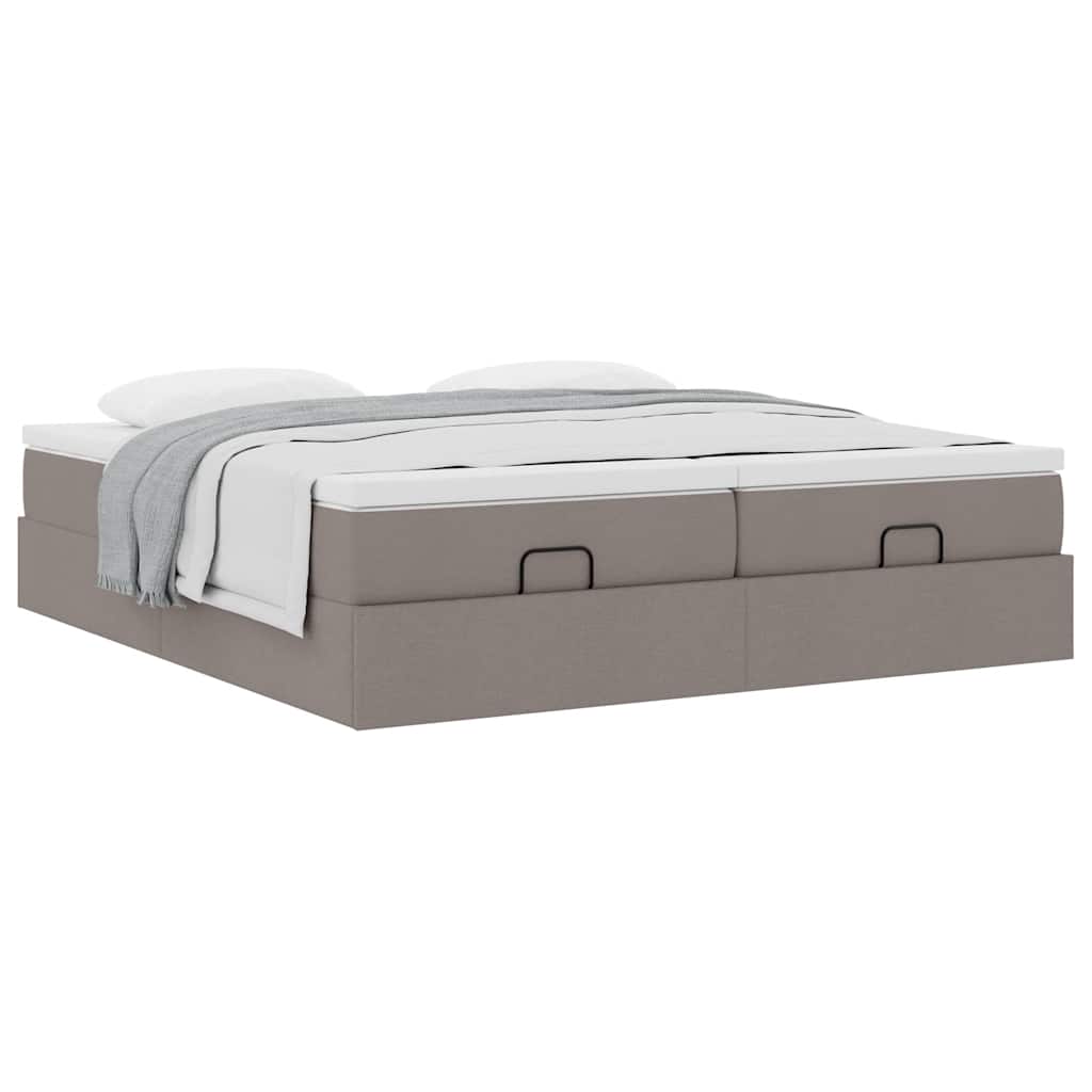 Estrutura cama otomana com colchões tecido cinzento 200x200cm