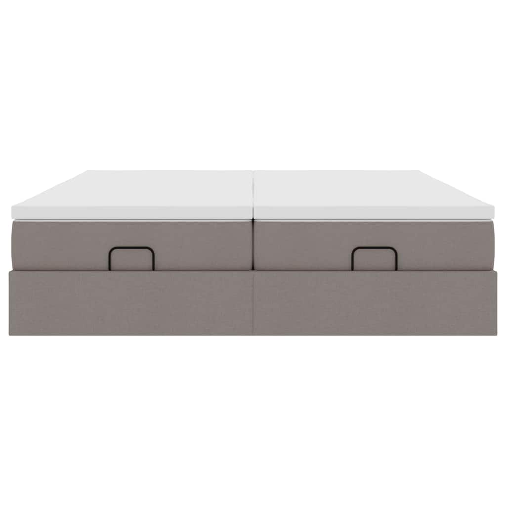 Estrutura cama otomana com colchões tecido cinzento 200x200cm
