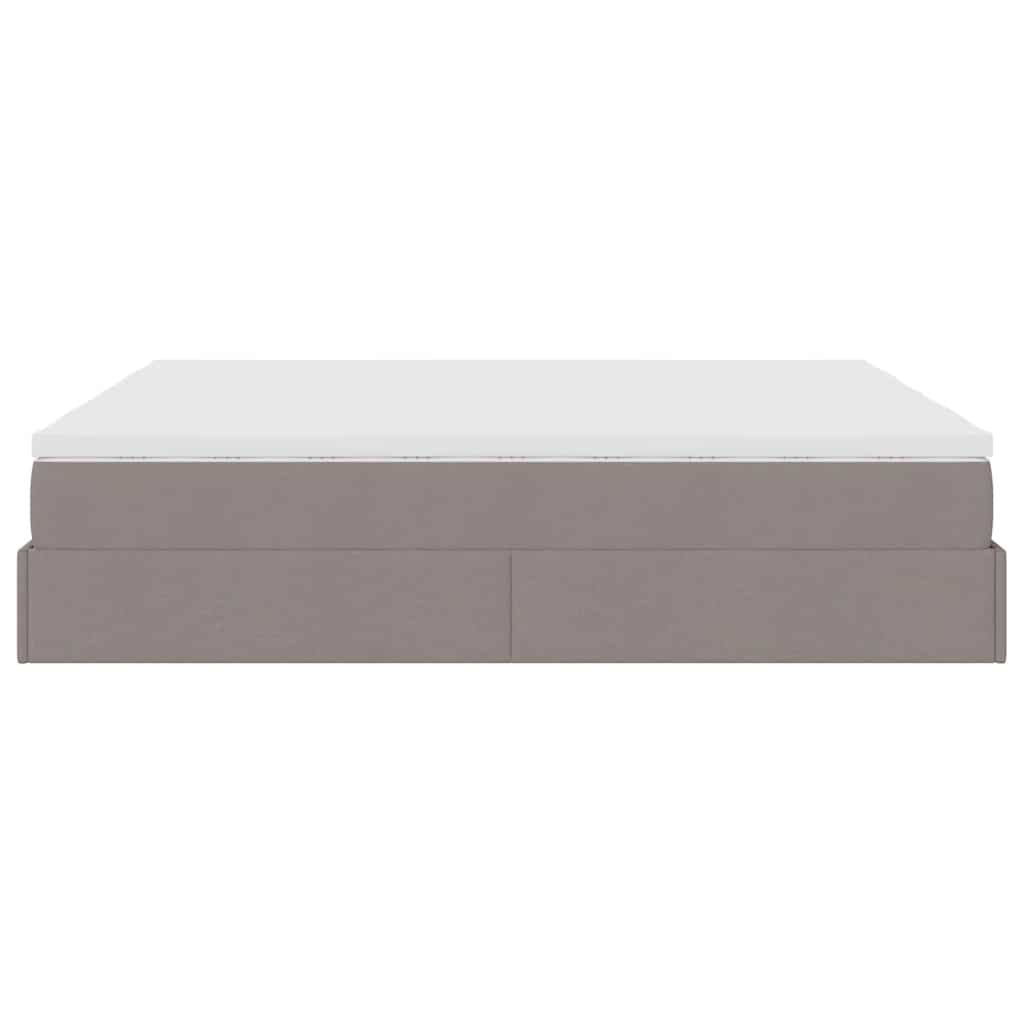Estrutura cama otomana com colchões tecido cinzento 200x200cm
