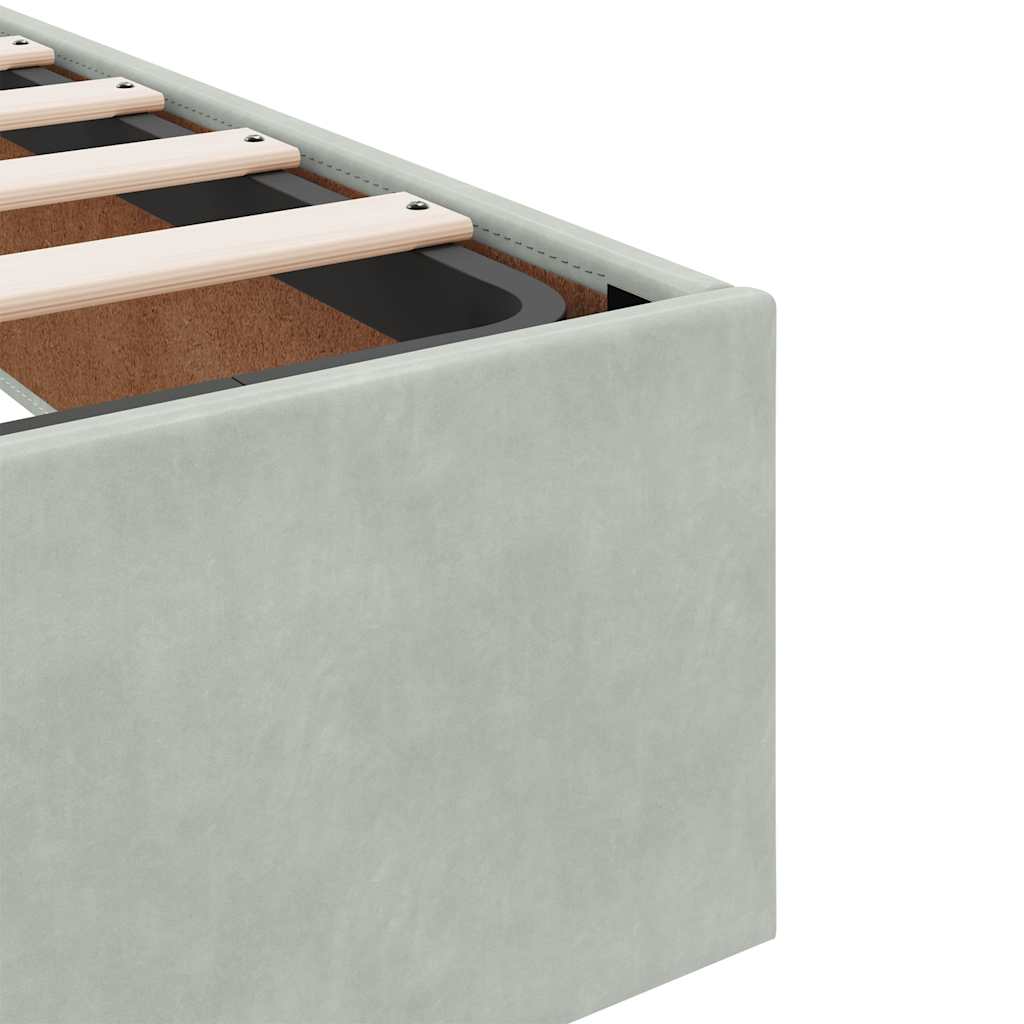 Estrutura cama otomana colchões 180x200cm veludo cinzento claro