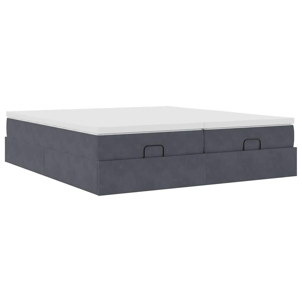 Estrutura cama otomana colchões 180x200 cm cinzento escuro