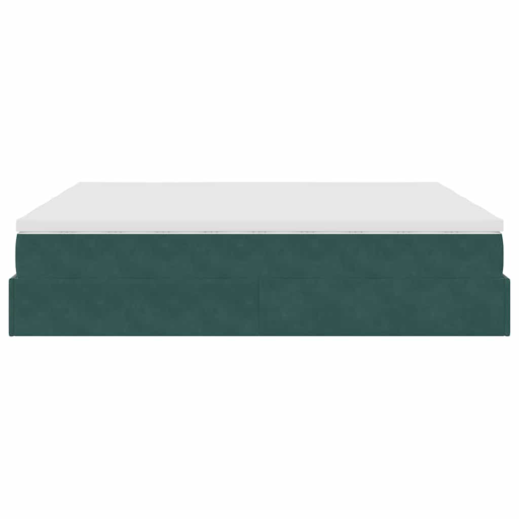 Estrutura de cama otomana com colchão verde escuro veludo
