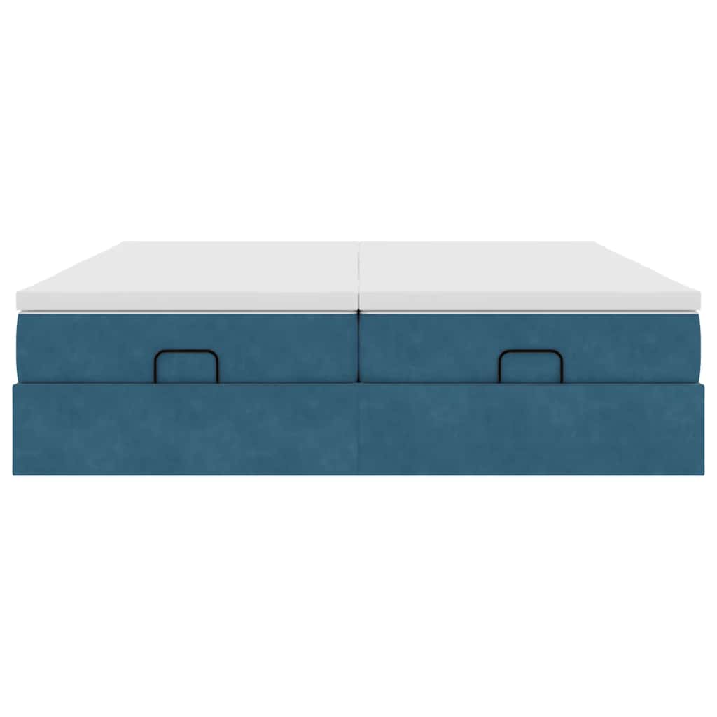 Estrutura cama otomana colchões 180x200 cm veludo azul escuro