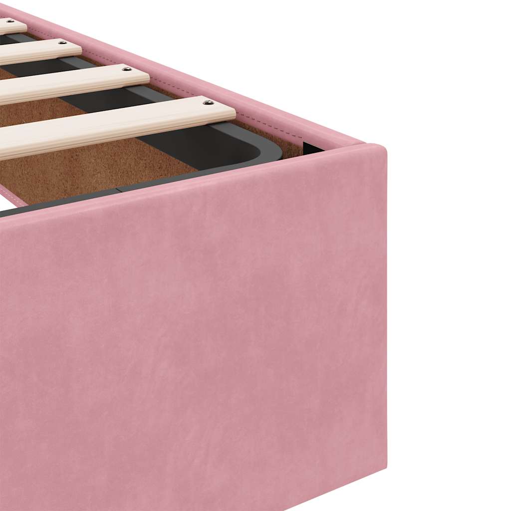 Estrutura de cama otomana com colchões 180x200 cm veludo rosa