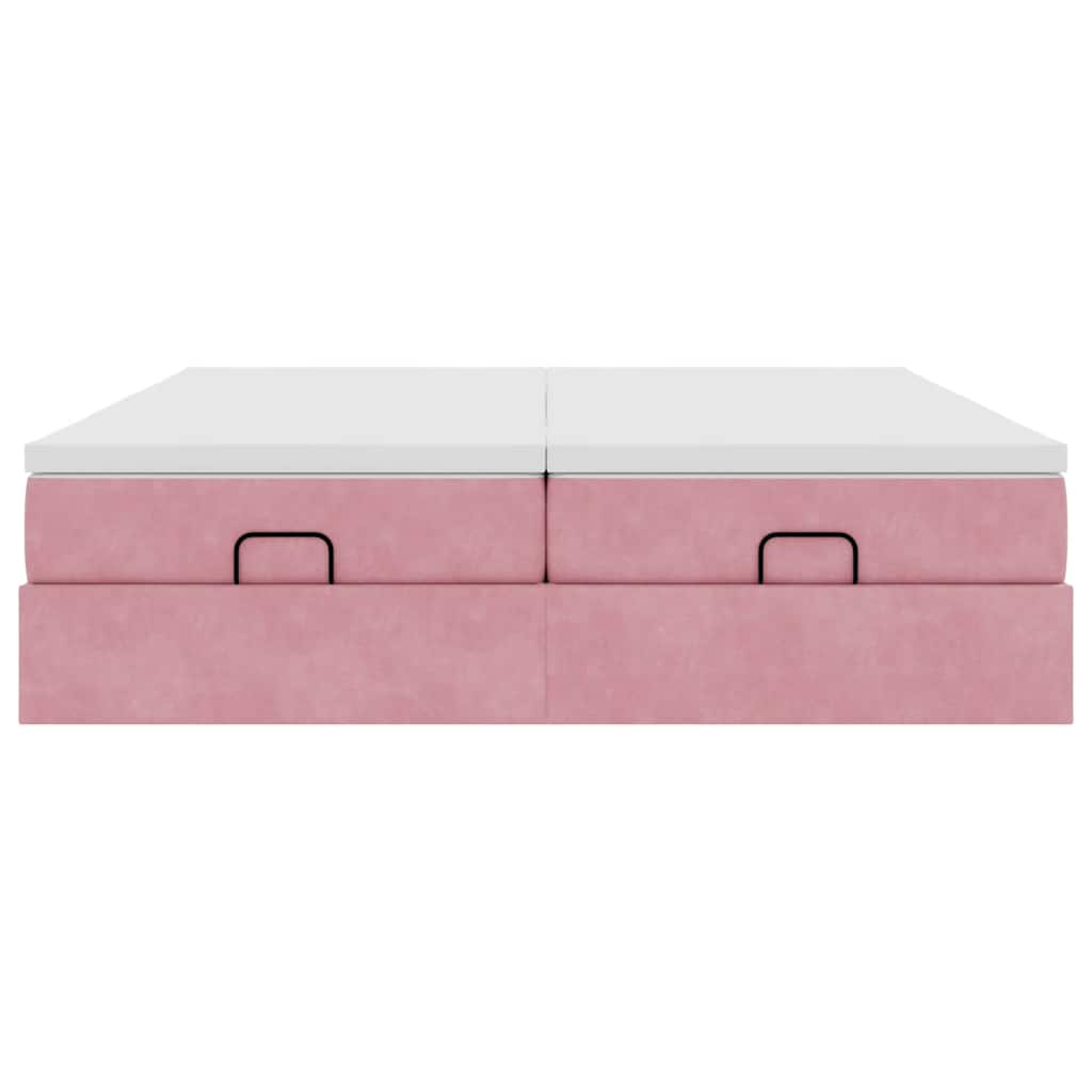 Estrutura de cama otomana com colchões 180x200 cm veludo rosa