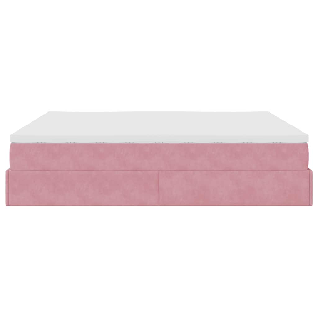 Estrutura de cama otomana com colchões 180x200 cm veludo rosa
