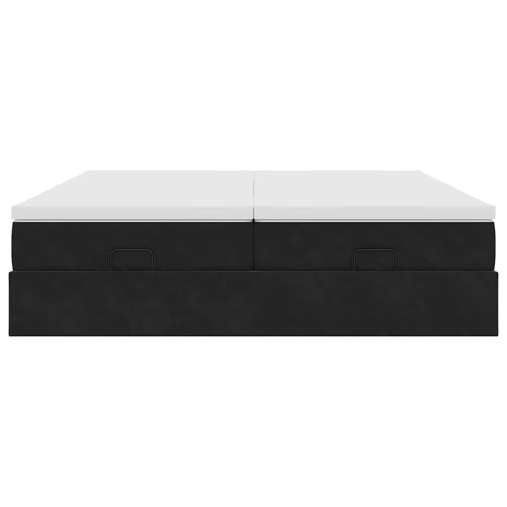 Estrutura de cama otomana com colchões 200x200cm veludo preto
