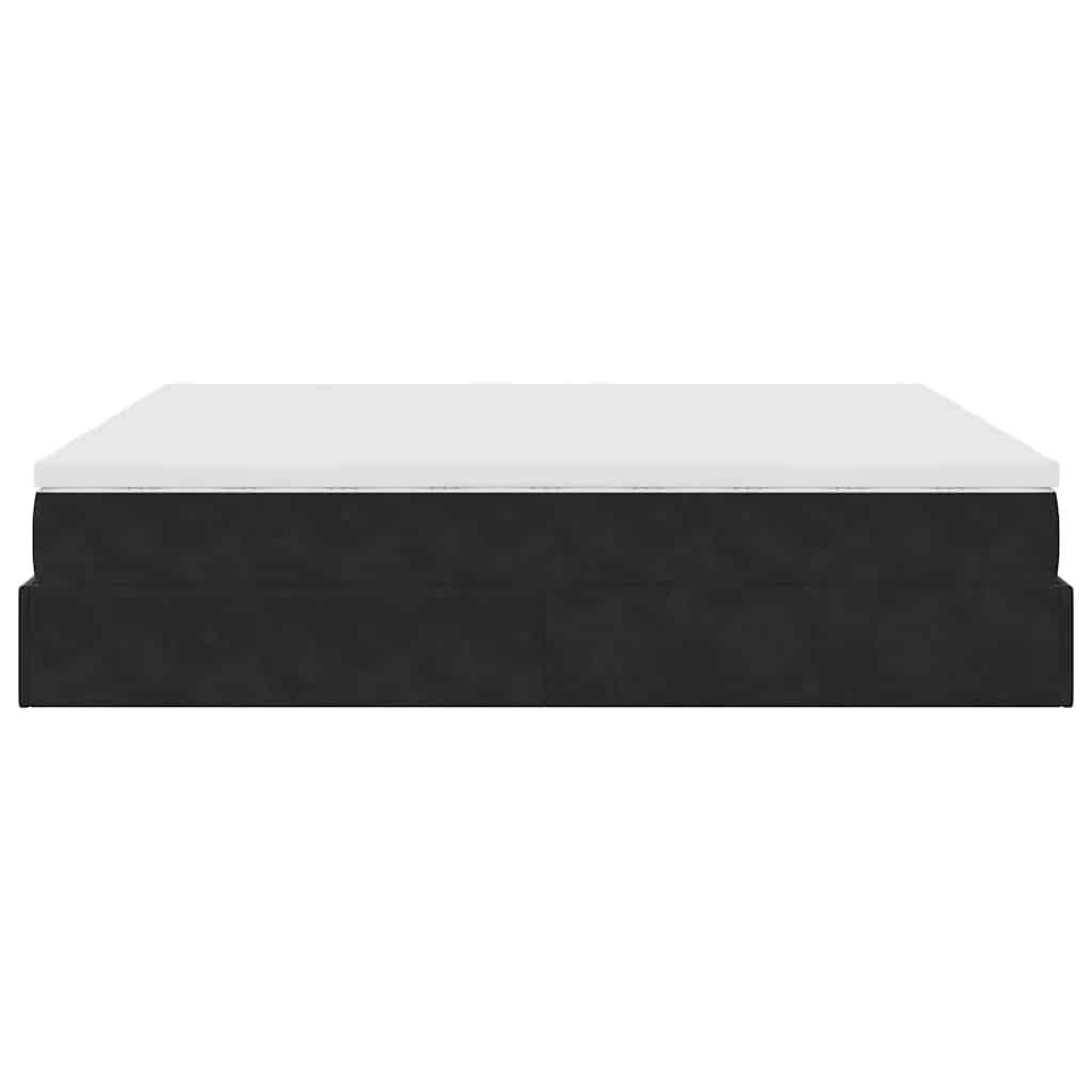 Estrutura de cama otomana com colchões 200x200cm veludo preto