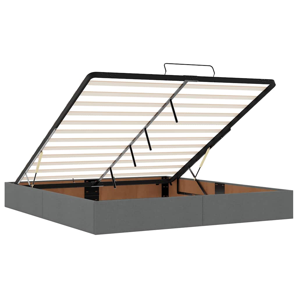 Estrutura de cama otomana com colchão 200x200cm cinzento-escuro