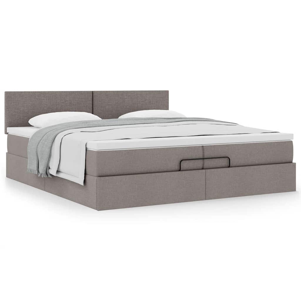 Estrutura de cama otomana com colchão cinza 200x200 cm tecido