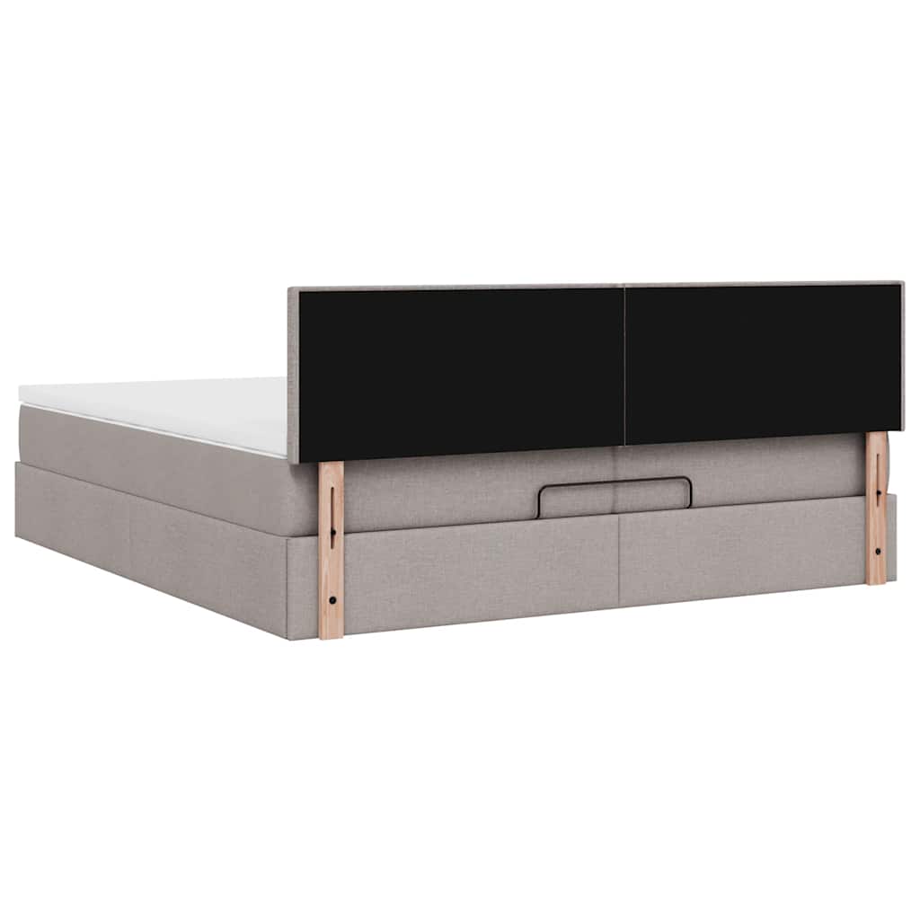 Estrutura de cama otomana com colchão cinza 200x200 cm tecido