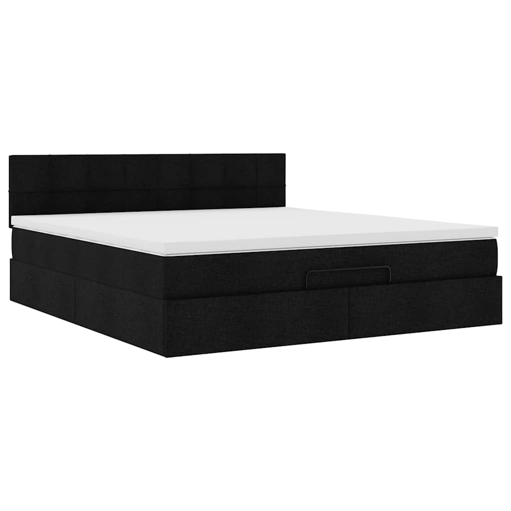 Estrutura de cama otomana com colchão 180x200 cm tecido preto