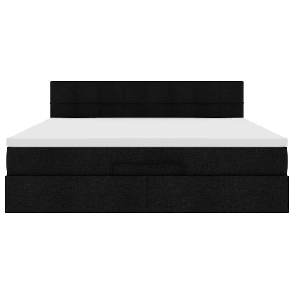 Estrutura de cama otomana com colchão 180x200 cm tecido preto