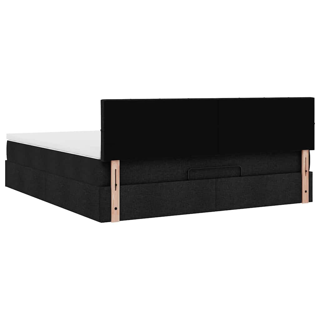 Estrutura de cama otomana com colchão 180x200 cm tecido preto