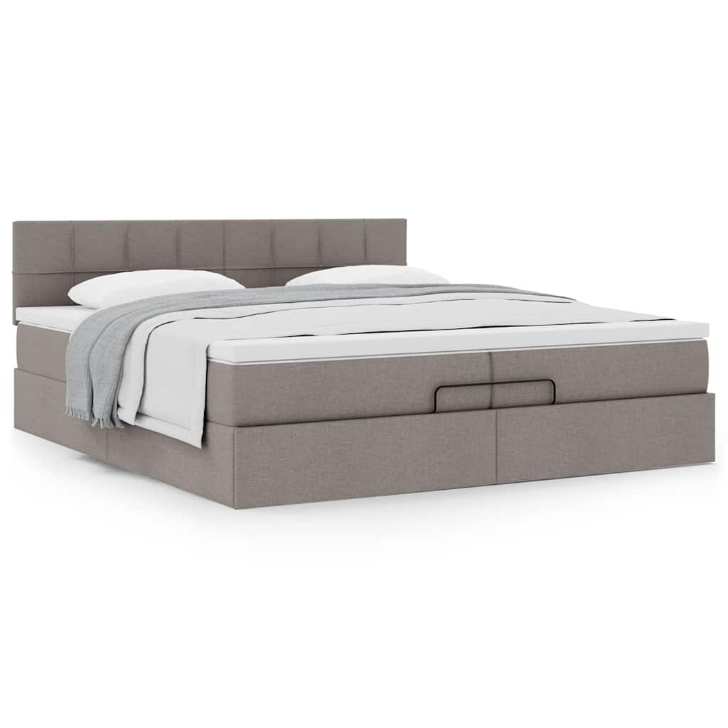 Estrutura de cama otomana com colchão cinza 200x200 cm tecido