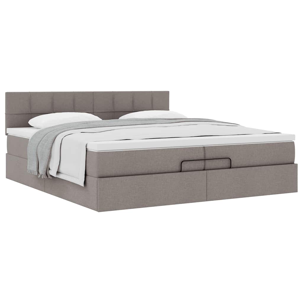 Estrutura de cama otomana com colchão cinza 200x200 cm tecido