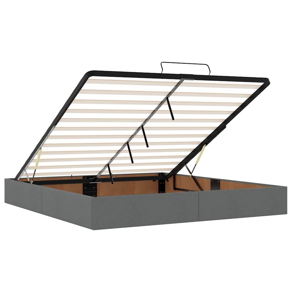 Estrutura de cama otomana com colchão 200x200cm cinzento-escuro