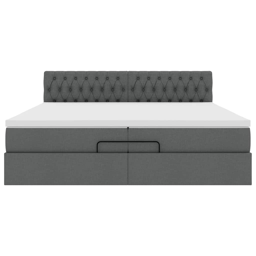 Estrutura de cama otomana com colchão 200x200cm cinzento-escuro