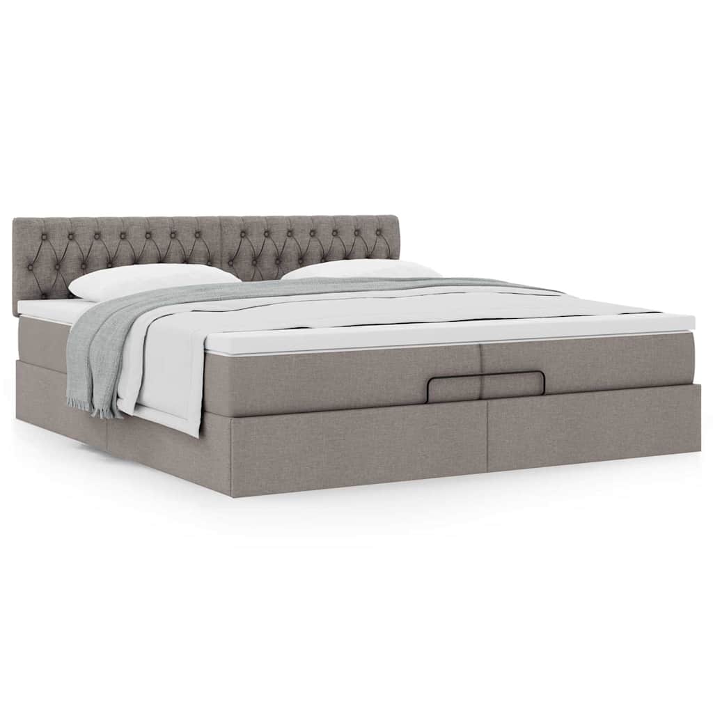 Estrutura de cama otomana com colchão cinza 200x200 cm tecido