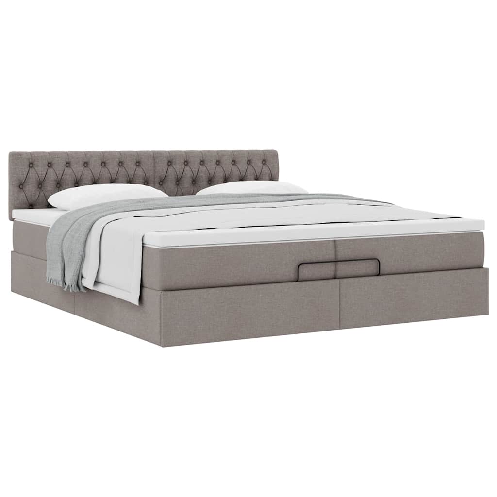 Estrutura de cama otomana com colchão cinza 200x200 cm tecido