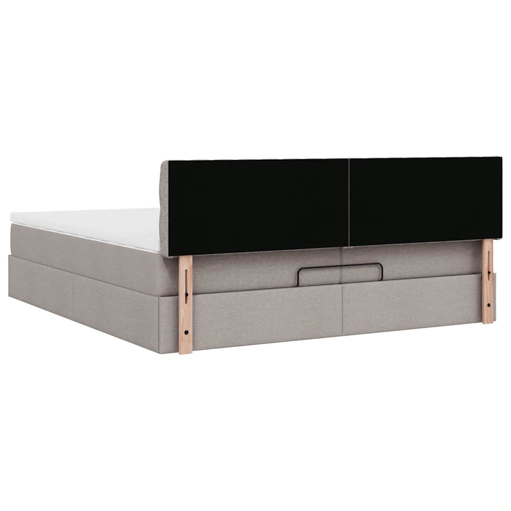 Estrutura de cama otomana com colchão cinza 200x200 cm tecido
