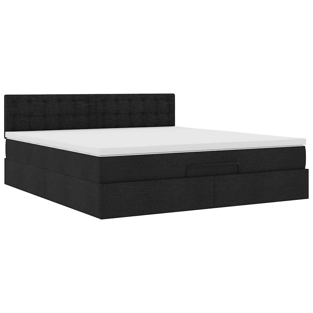 Estrutura de cama otomana com colchão 180x200 cm tecido preto