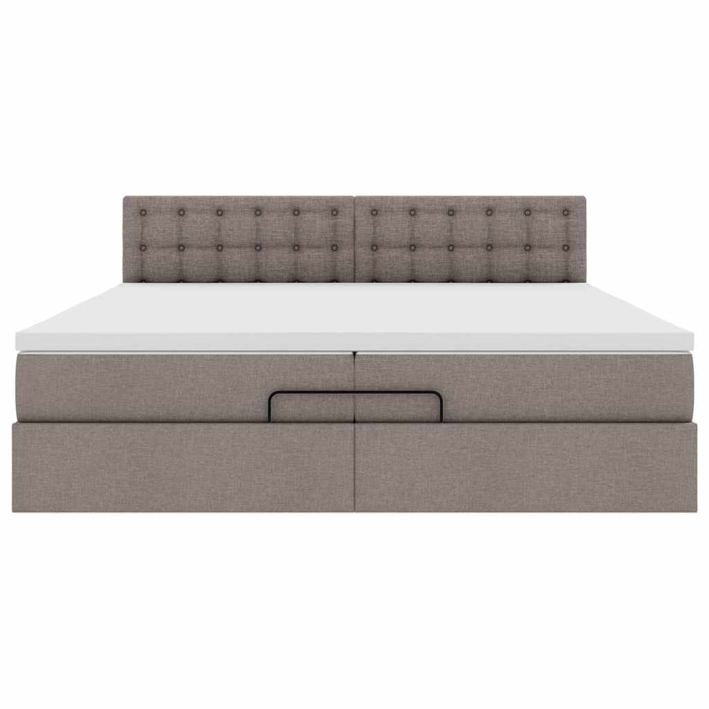Estrutura de cama otomana com colchão cinza 200x200 cm tecido
