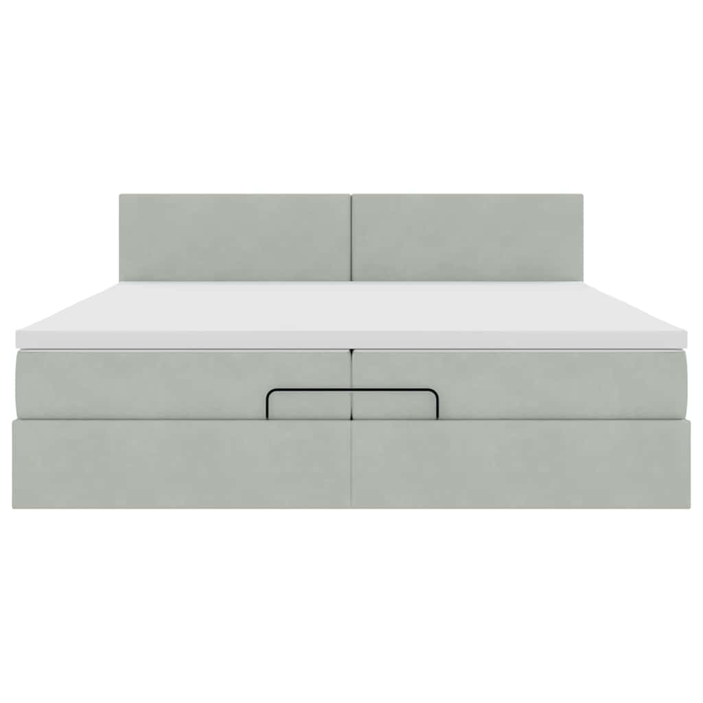 Estrutura de cama otomana com colchão 200x200 cm cinzento claro