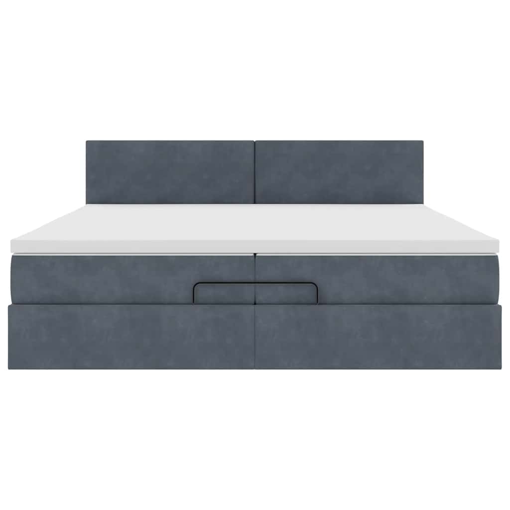 Estrutura de cama otomana com colchão 200x200cm cinzento escuro