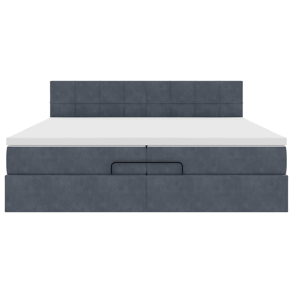 Estrutura de cama otomana com colchão 200x200cm cinzento escuro